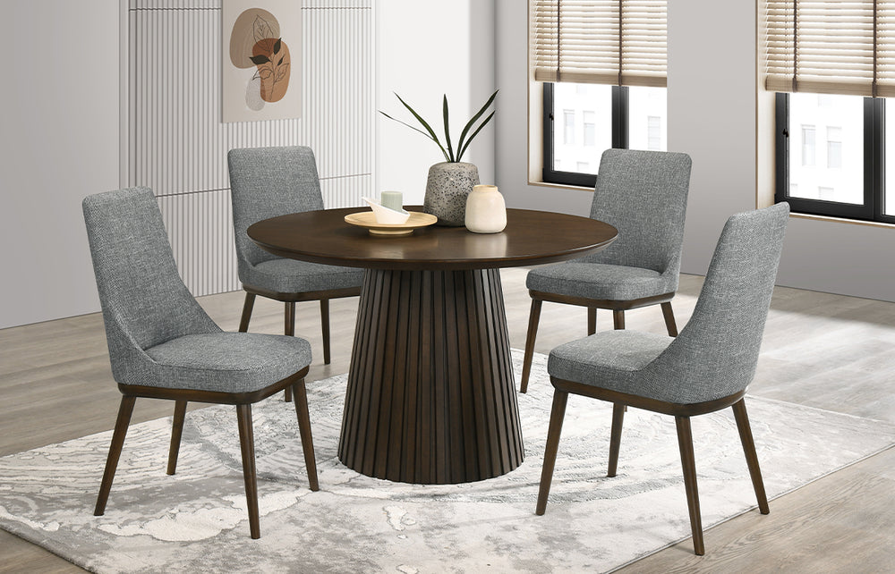 Holt Espresso 5PC Round Dining Set with  Uph Side Chairs