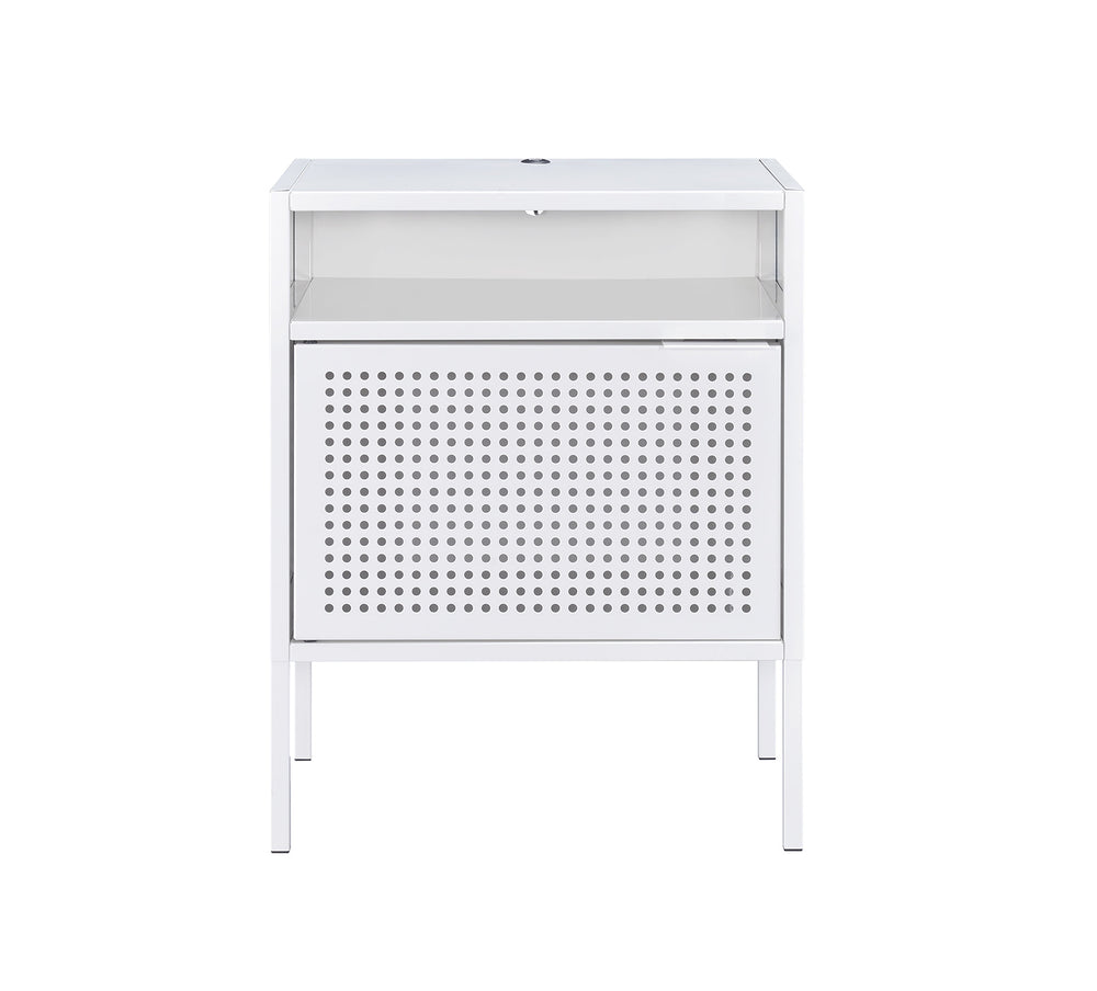 Ember White Nightstand with USB