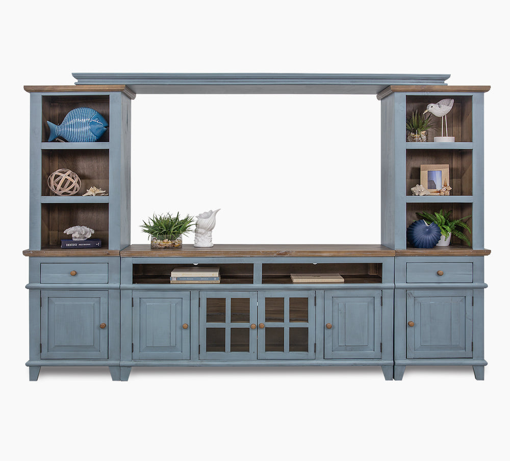 Miramar Blue 4 Piece Wall Unit with 80" TV Console"